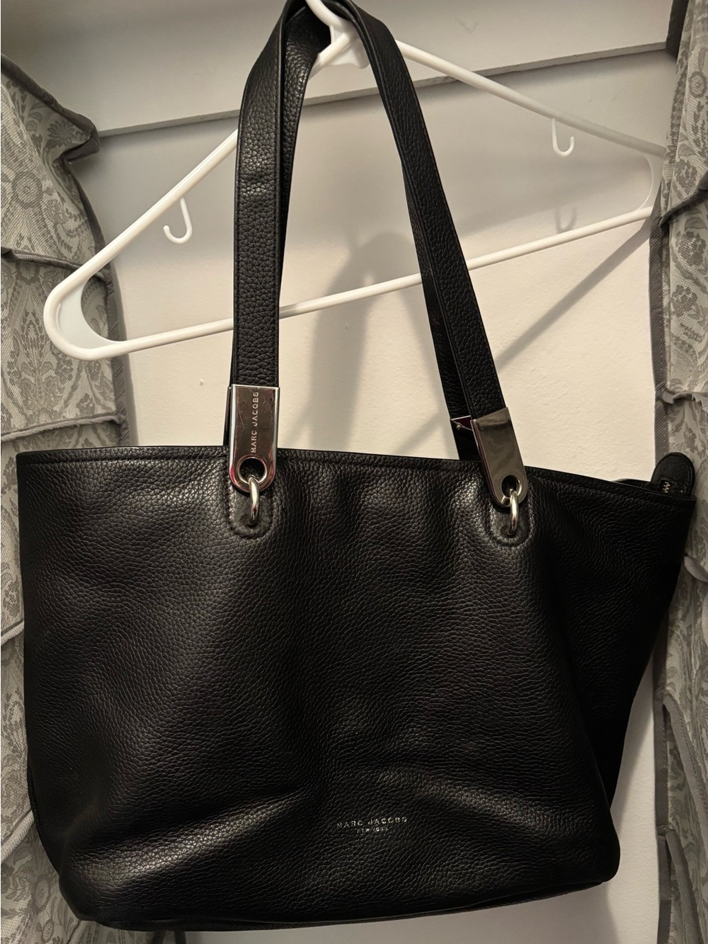 Marc Jacobs Black Pebble Leather Tote with Metal Accents